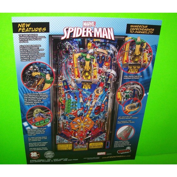 Spiderman Vault Pinball Flyer Original NOS 2016 Marvel Promo Artwork Sheet - Picture 6 of 6
